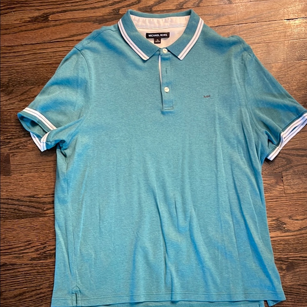 Michael Kors Blue Polo Shirt with White Trim